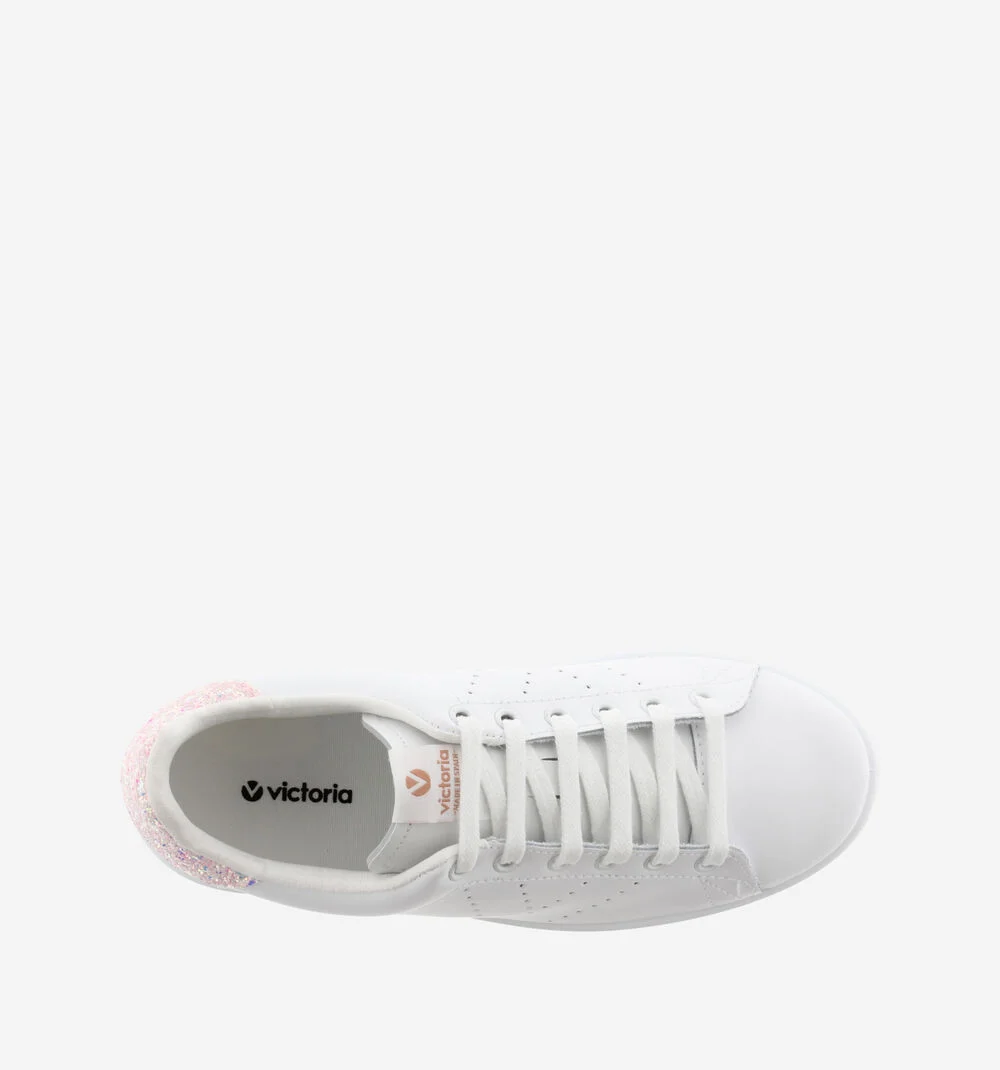 TENIS CUIR & GLITTER Baskets blanches en cuir GROSELLA