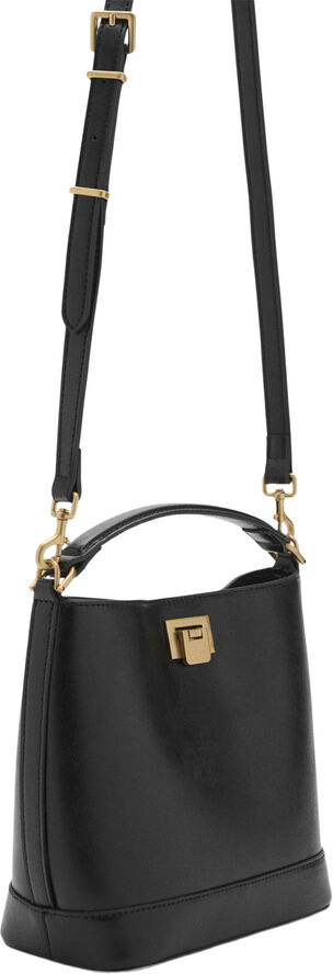MANGO Mini shopper bag with metallic deta Medium brown