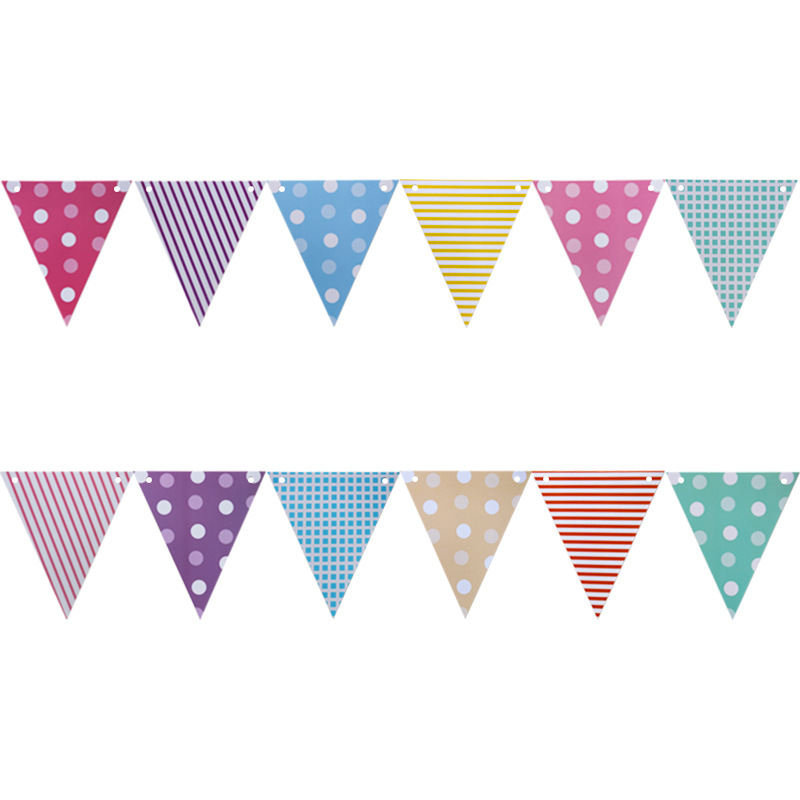 (5m) Wimpelkette Fahnen Girlande Party Dekoration Accessoire Punkte / Streifen / Kariert - Bunt