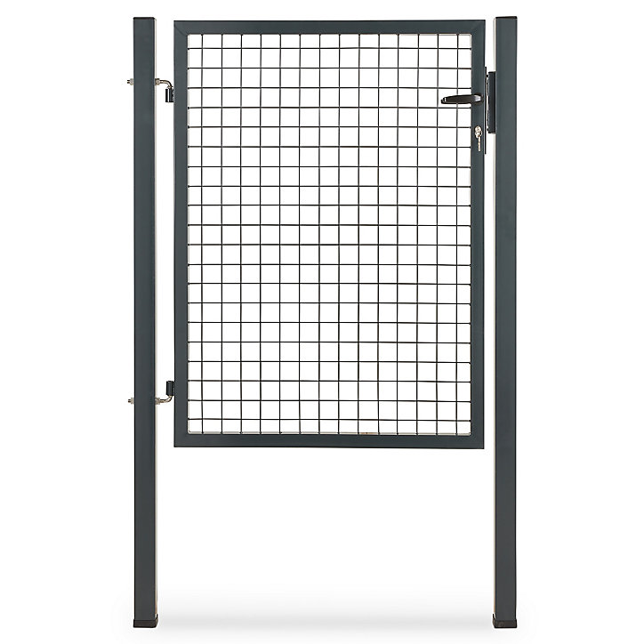Portillon pour clôture grillagée à poteaux carrés Blooma gris 100 x h.120 cm
