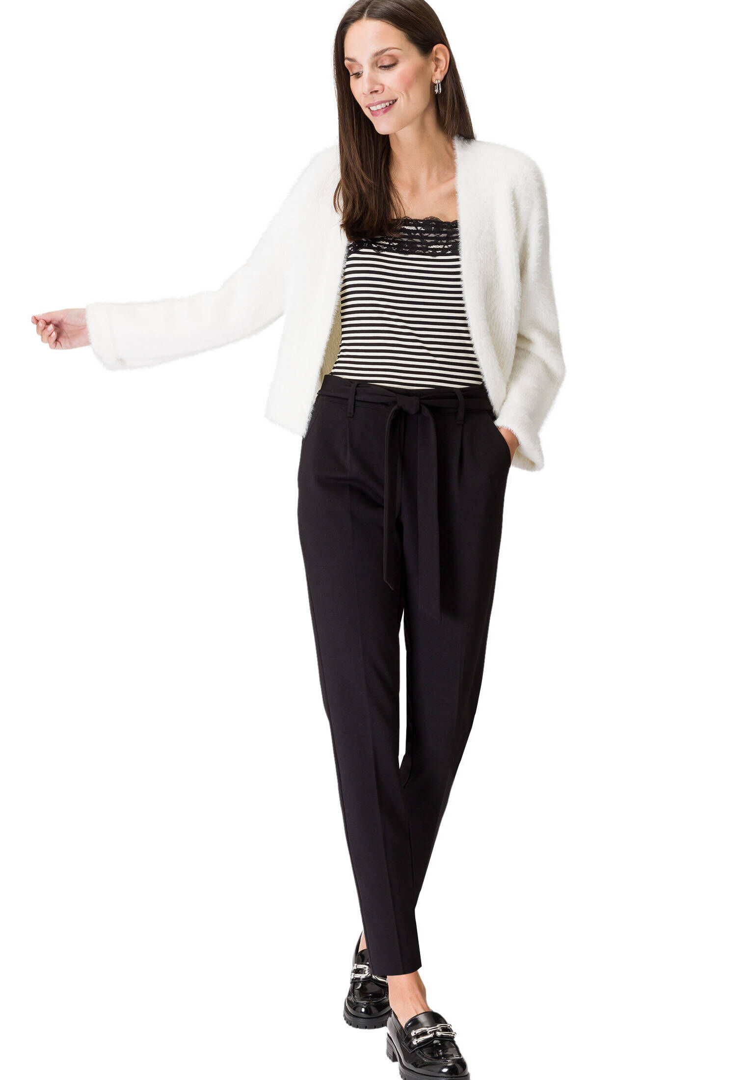 zero| Damen Top mit Spitzenkante