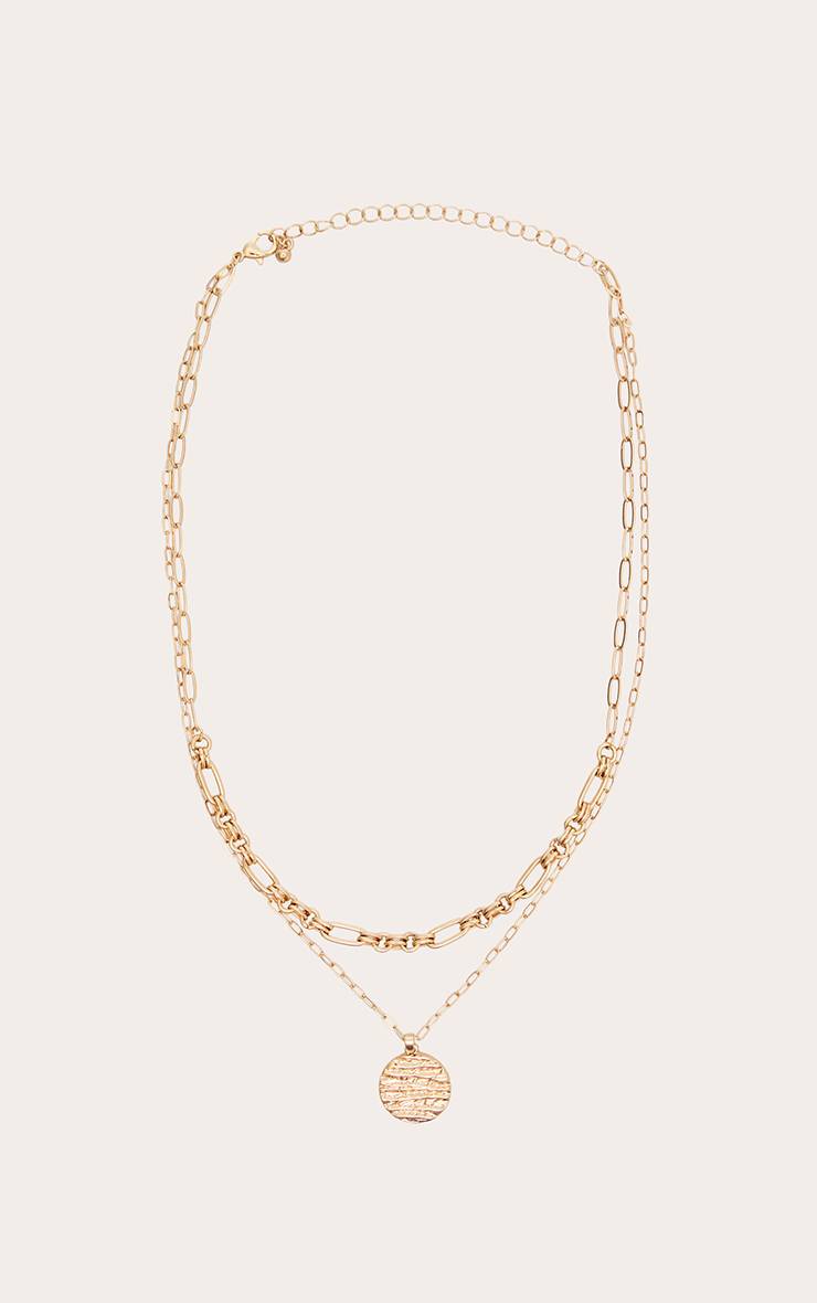 Doré Collier Double Chaîne À Pendentif Fondu
