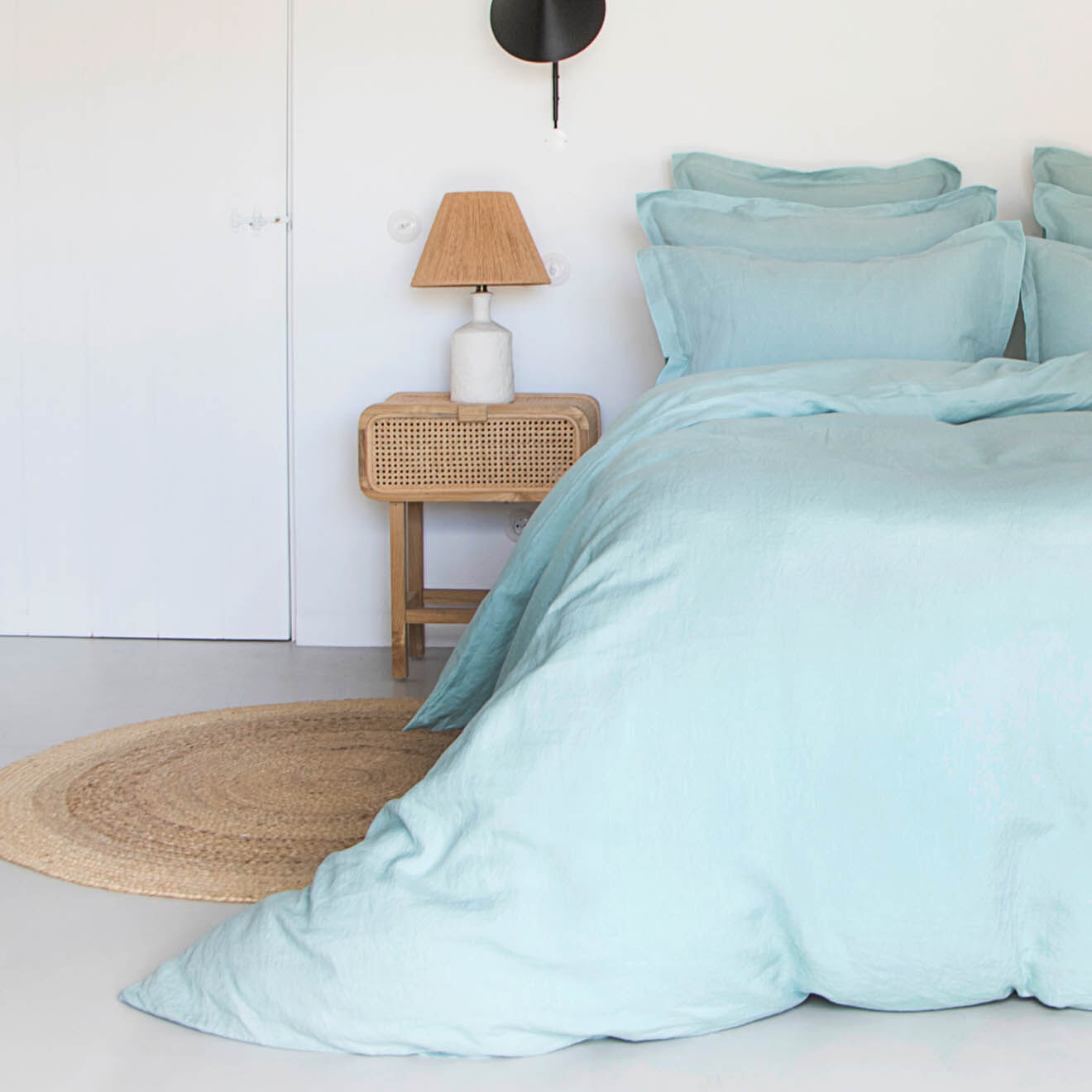 Febronie Home Drap housse 100% Lin Hortense aqua
