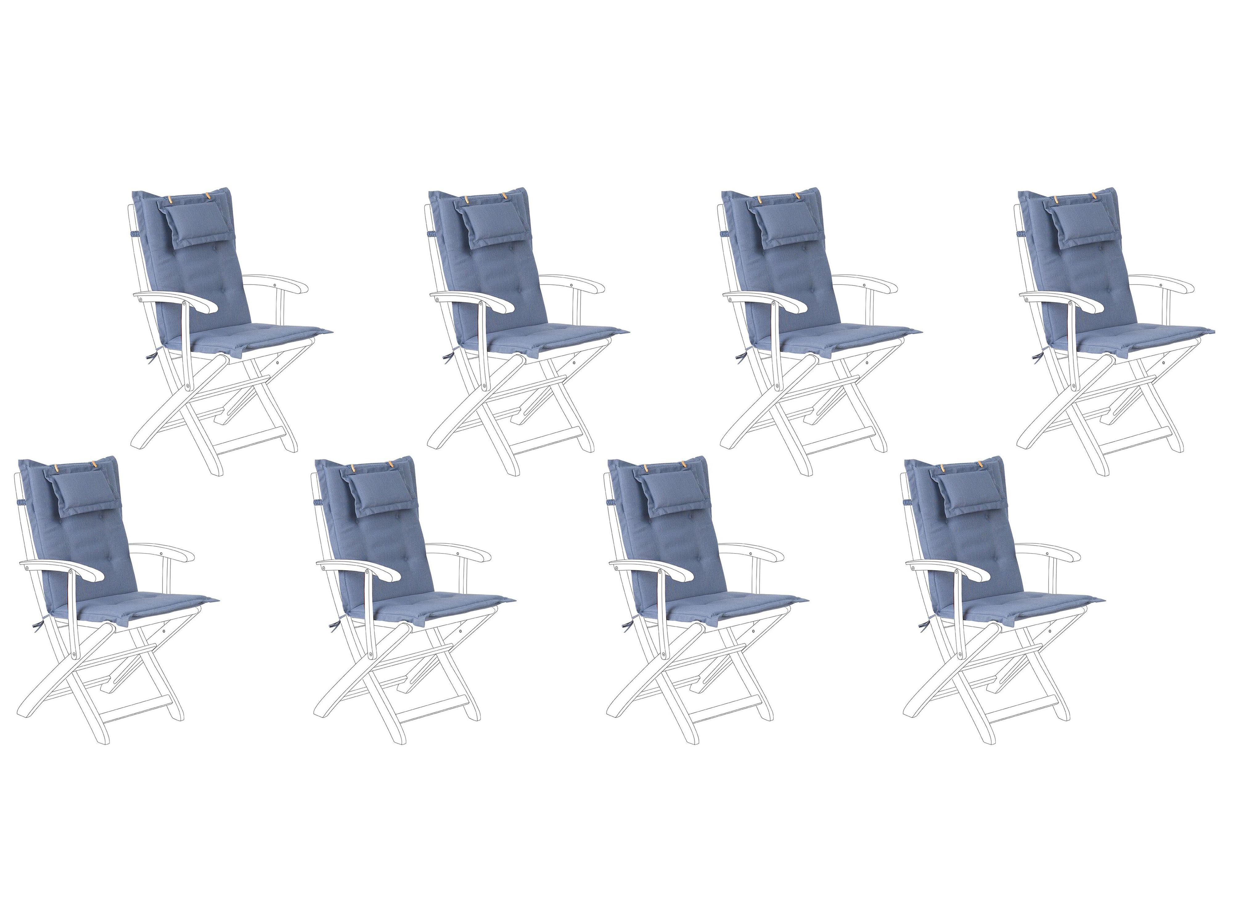 Set van 8 rug/zitkussens MAUI 40 x 54 cm Blauw