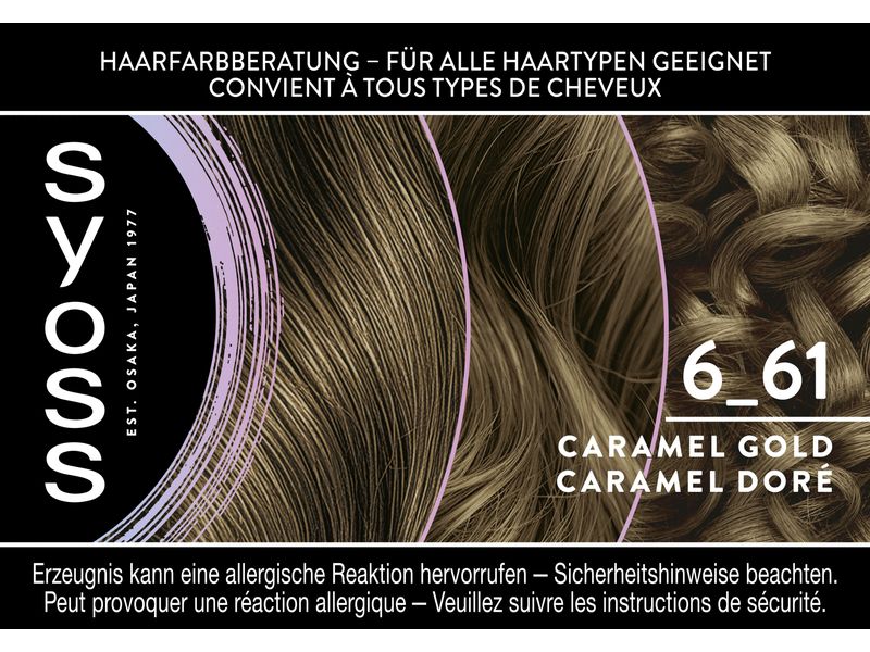 Syoss Haarcoloration 6-61 Caramel Gold Permanente Coloration mit Keratin für leuchtende Metallic-Reflexe