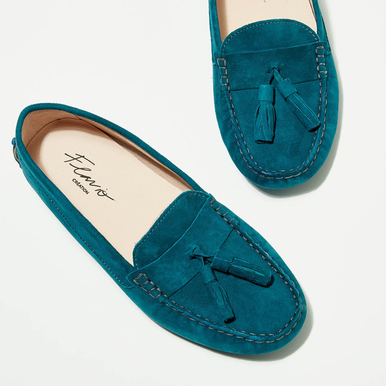 Flavio Création Mocassins en Velours de Cuir Malena bleu foncé/bleu