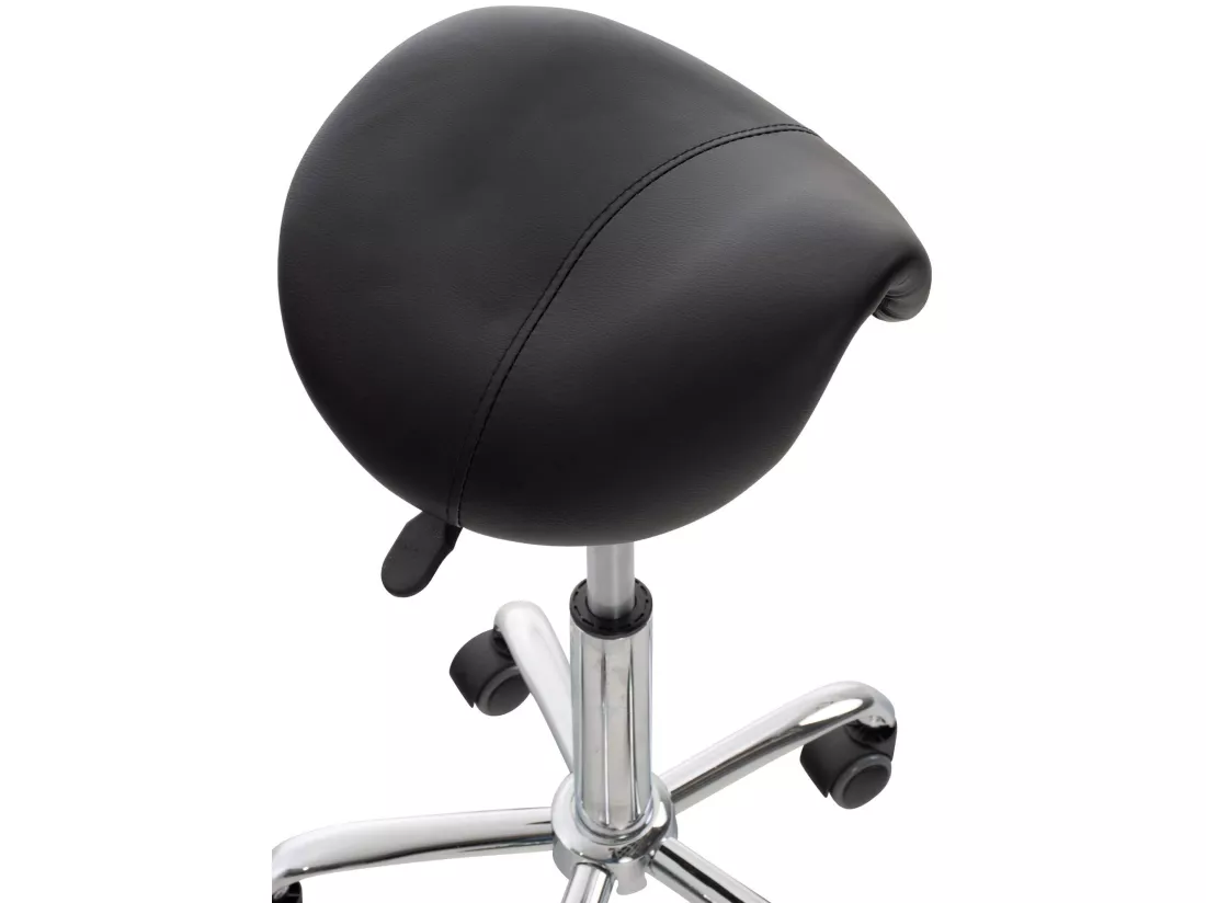 Lot de 2 Tabouret de bureau - Similicuir - Noir - Reno