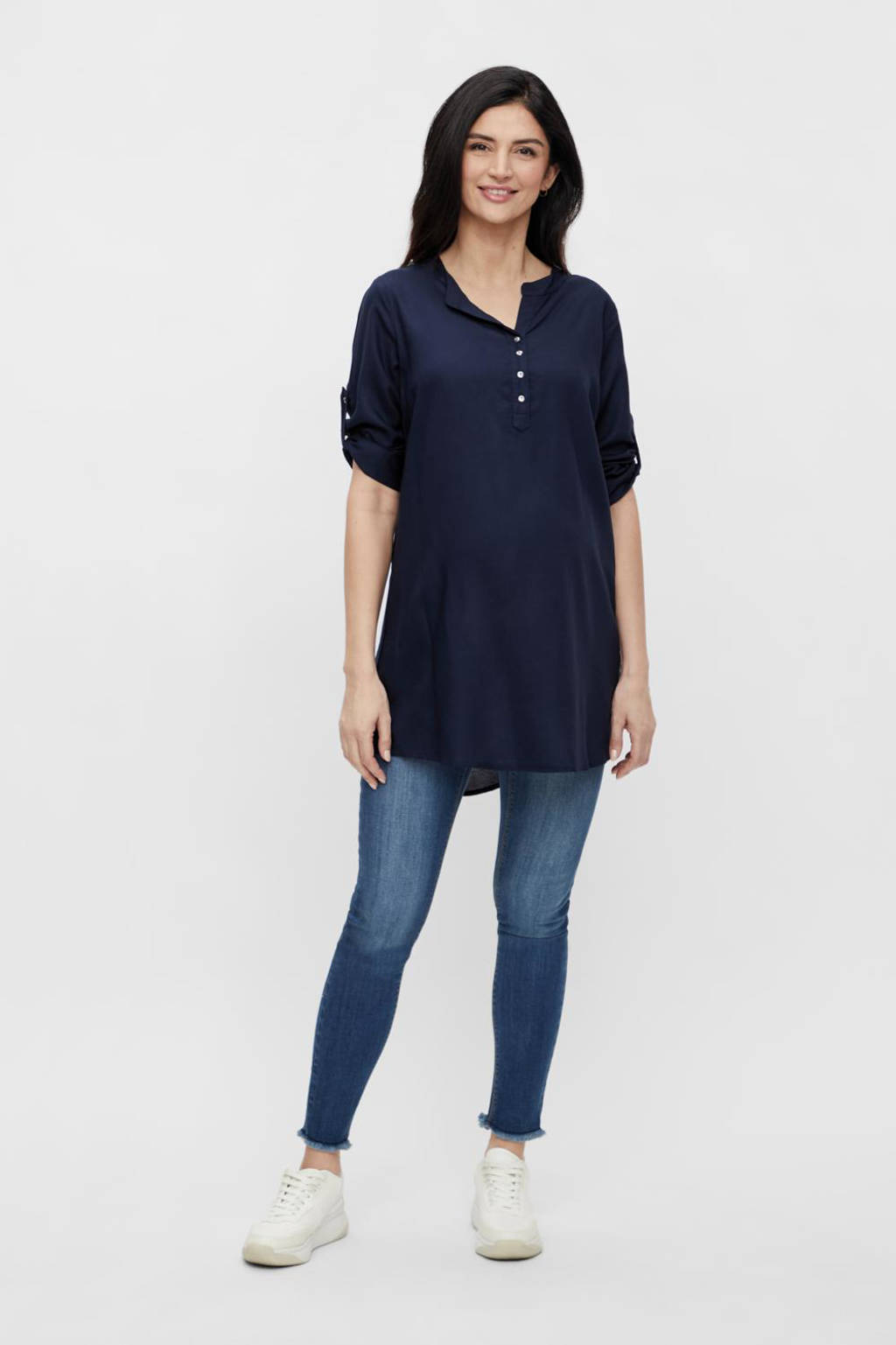 MAMALICIOUS zwangerschaps- en voedingstuniek MLMERCY met ceintuur donkerblauw