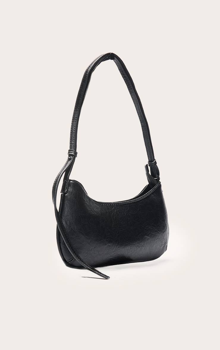 Noir Sac Baguette Texturé En Synthétiquecuir Pour L'épaule