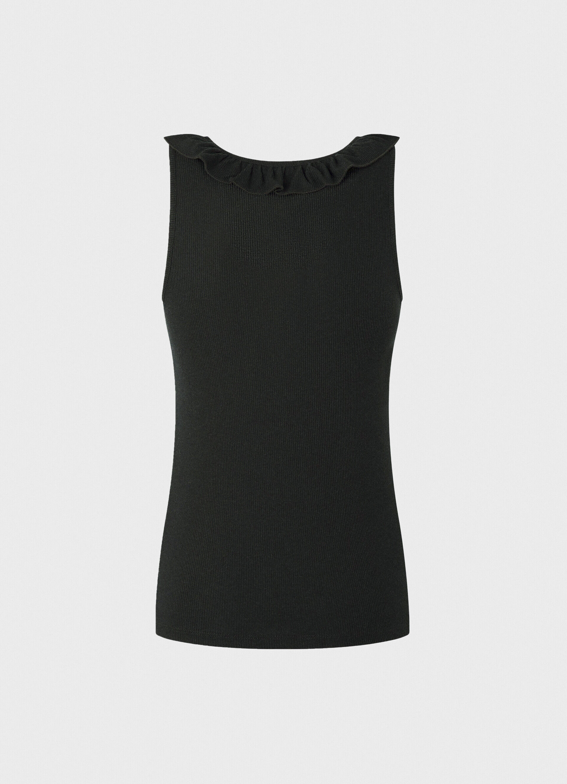 Camiseta preta com decote franzido