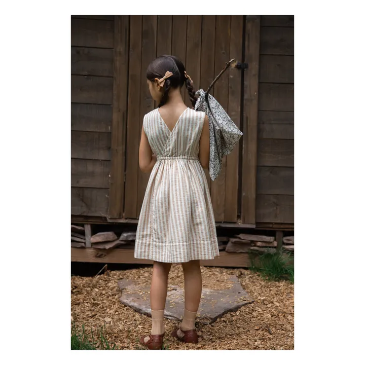Soor Ploom Robe Gaze de Coton Bio Rayée Orla | Ecru