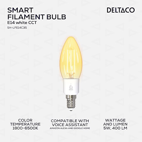 Deltaco Smart Filament Kerte LED-pære E27 - hvid