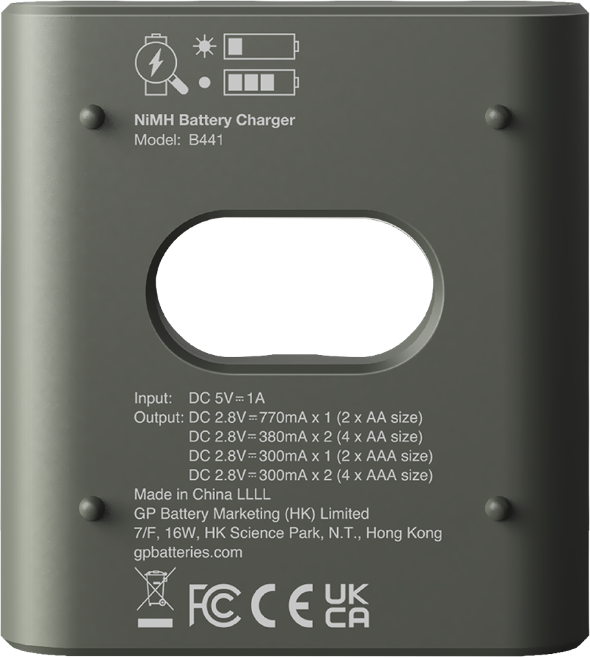 GP - ReCyko Everyday Battery Charger, B441 (USB), incl. 4 x AAA 850 mAh Batteries