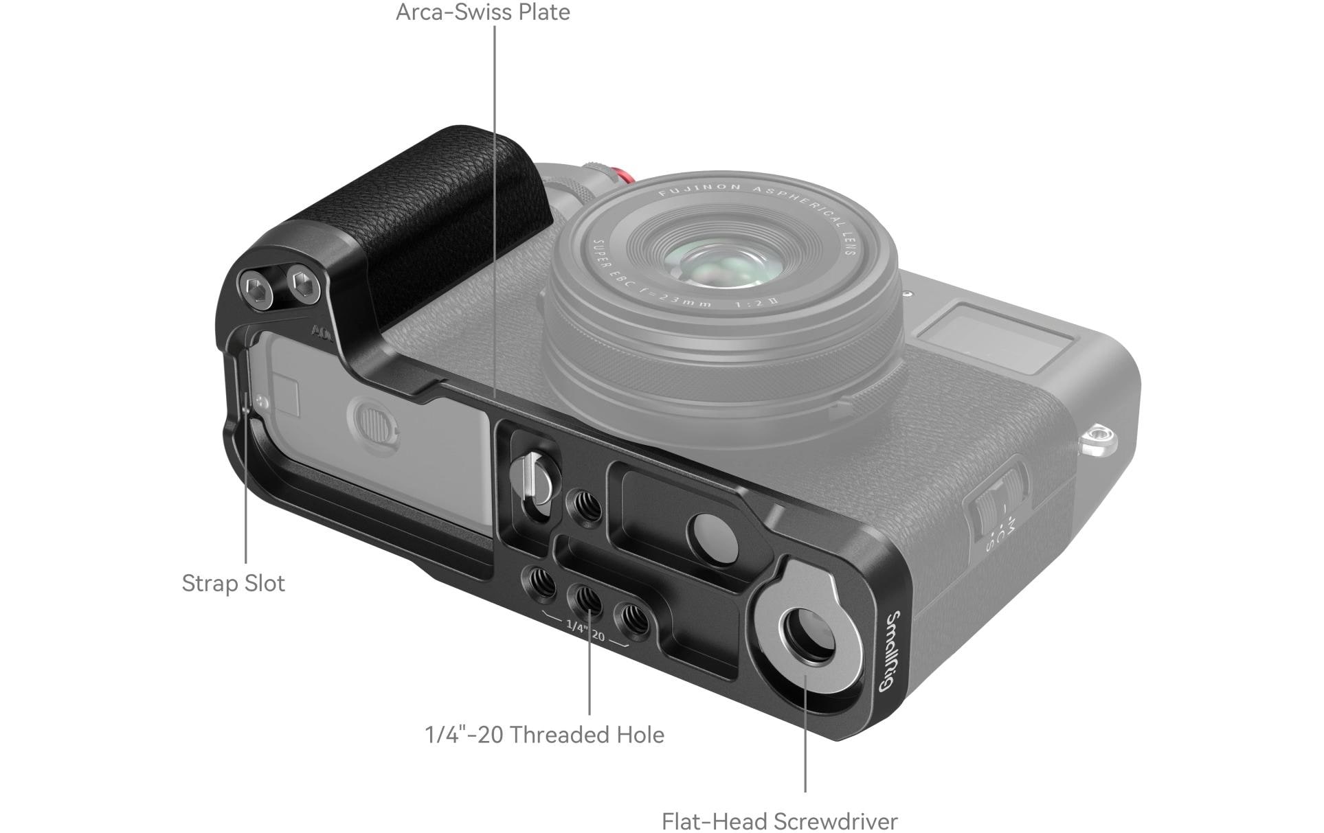 L-Winkel für FUJIFILM X100VI / X100V - SchwarzL-Halterung für Kamera Zubehör für FUJIFILM X100VI / X100V