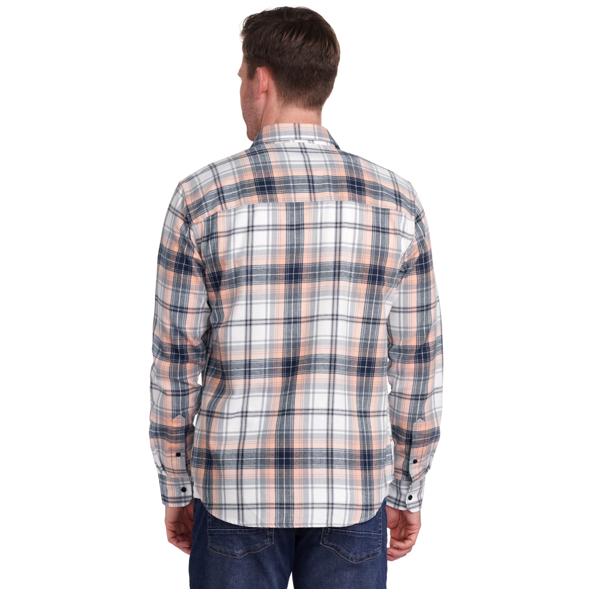 Herren Hemd kariert hellorange / dunkelblau / hellgrau