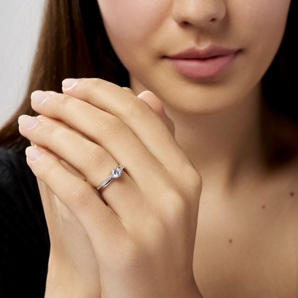 Bague Solitaire Sade Argent Blanc Oxyde De Zirconium