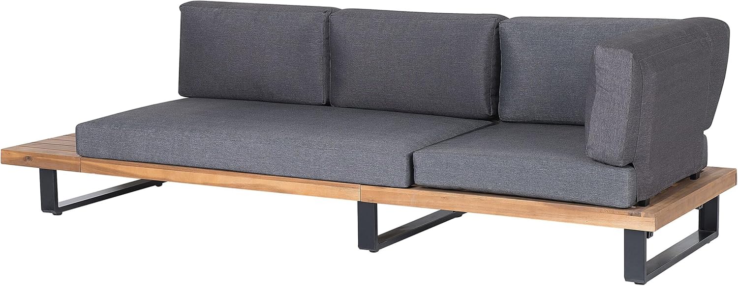 Beliani Lounge Set 5-Sitzer FSC Akazienholz Hellbraun mit Auflagen grau Modern Mykonos