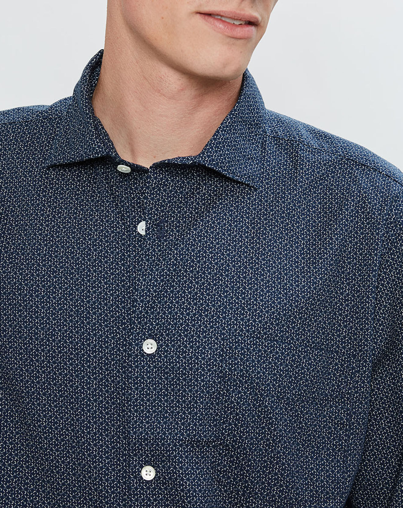 Hartford Chemise Régular Penn à imprimé géométrique bleu marine/blanc