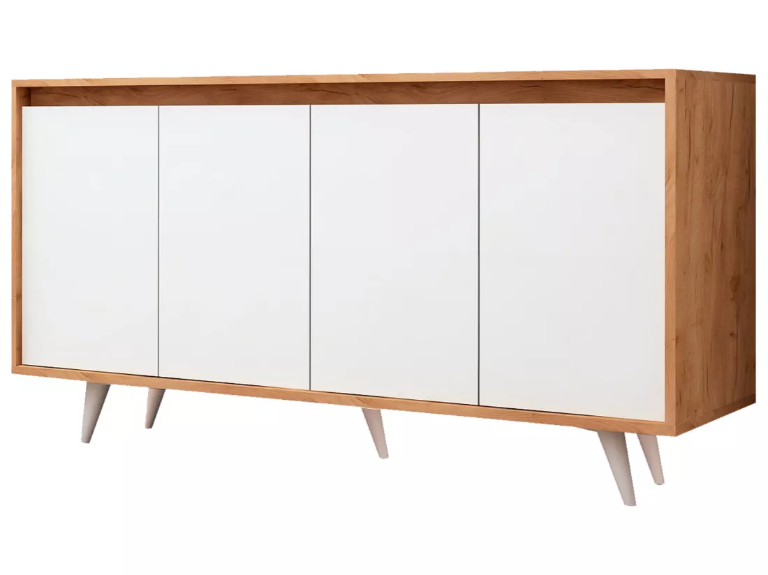 Meuble En Chêne Blanc Avec Panneaux De Particules 100% Mélaminés. 140x86x40 cm