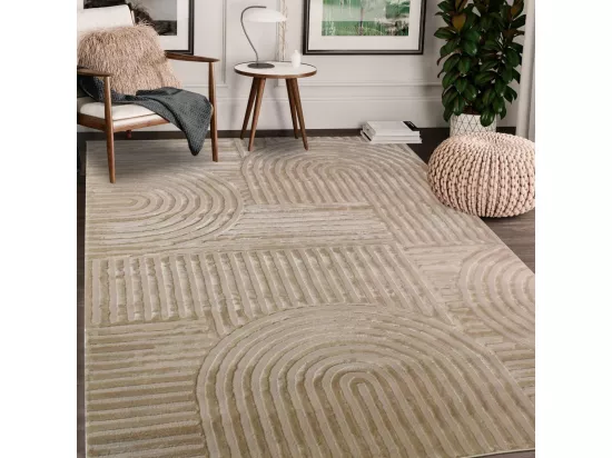 tapis grand salon 200x290 tissé beige rectangle motif géométrique CERABI