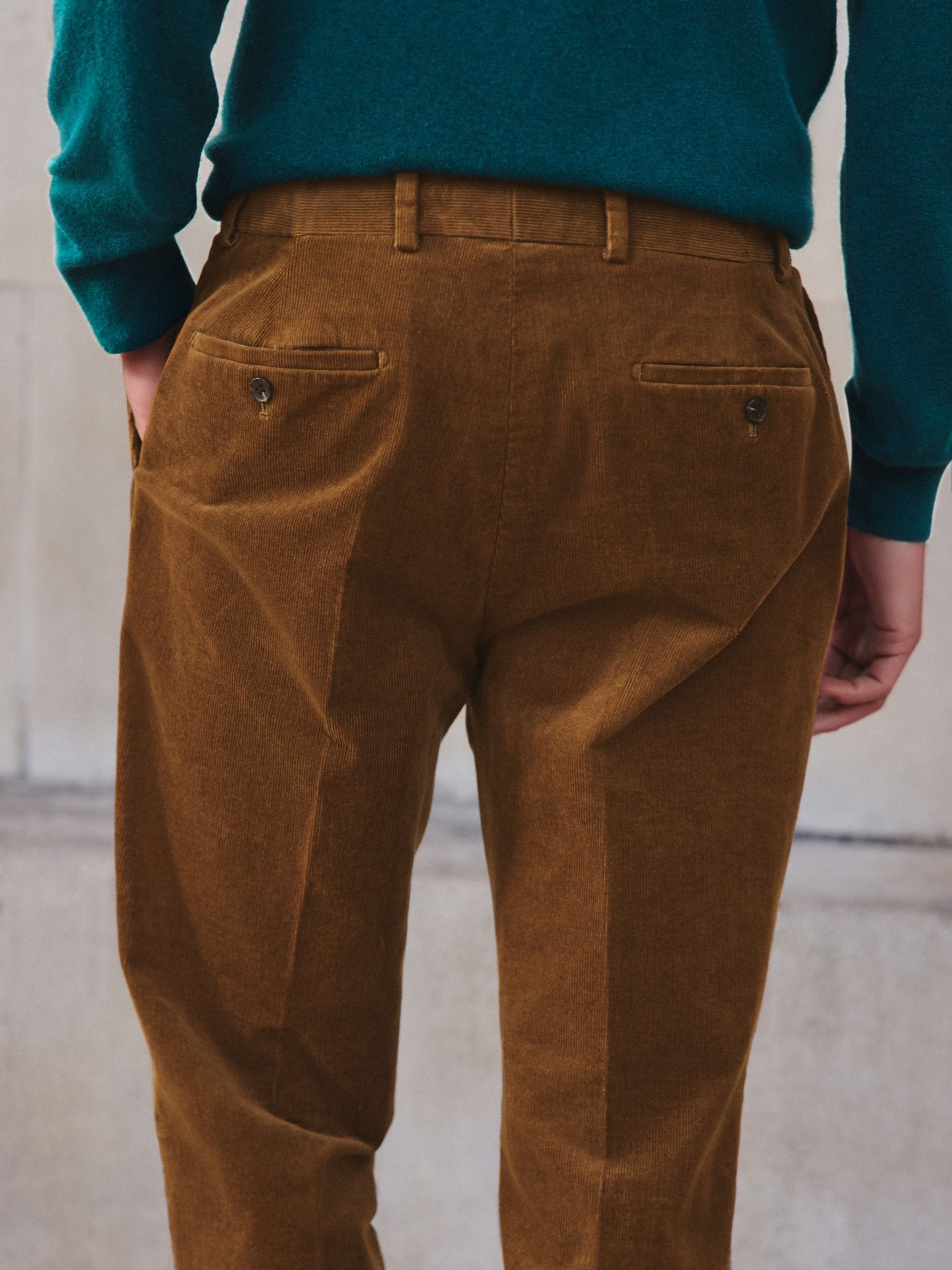Lichtbruin - Straight Fit Smart Cotton Rich Cord Trousers