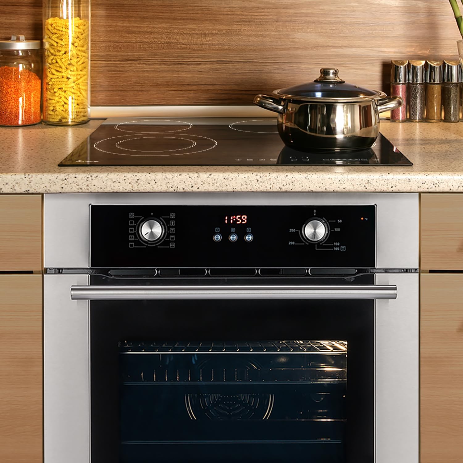 KKT KOLBE Autarkes Herdset | 60cm Einbaubackofen BO8810SS | 59cm Kochfeld CH5901RL | Grill | Heißluft | Teleskopauszüge | Automatik-Timer | Wärmeschutzverglasung | Kindersicherung | SET8810CH59RL