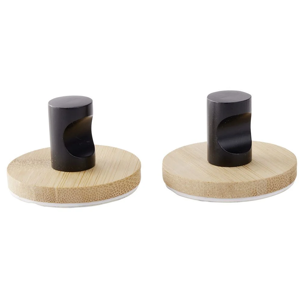 Patère murale ronde bambou et métal Ø5cm x2
