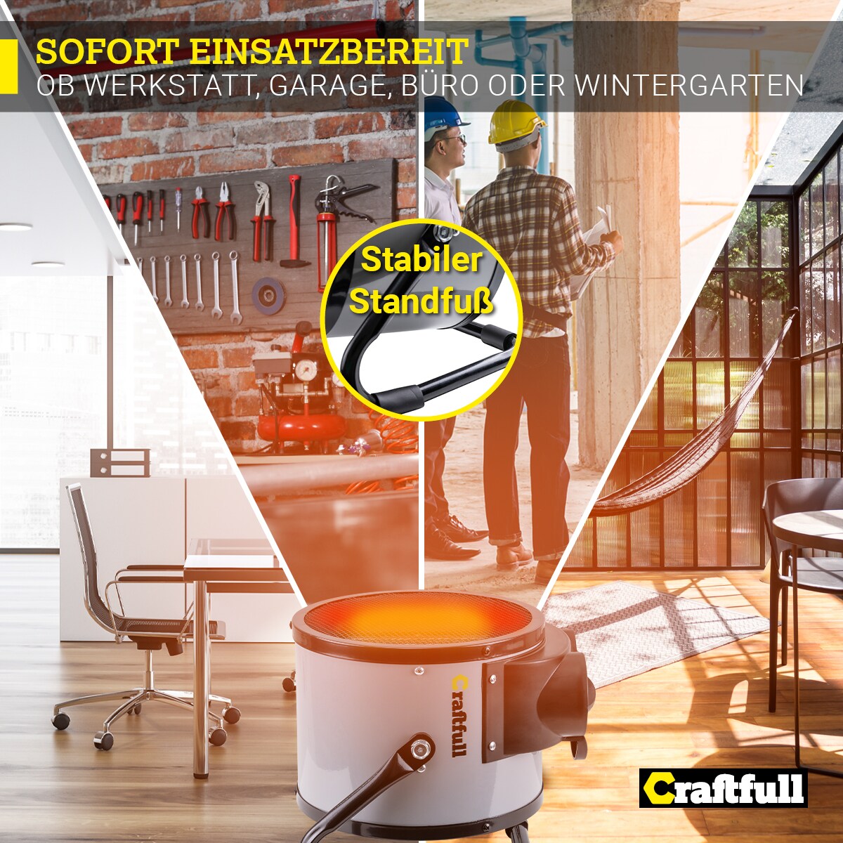 Craftfull Keramik-Heizlüfter HL1000, 2000/3000 Watt, Überhitzungsschutz, Thermostat, Tragegriff (3000 Watt)