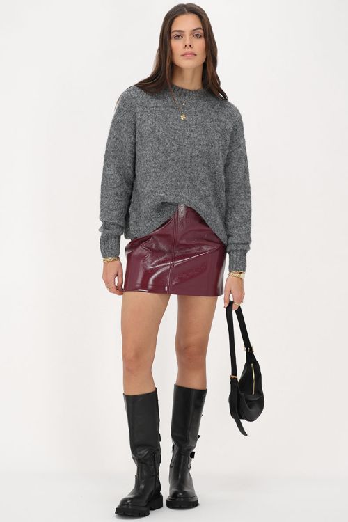 Grijze oversized gebreide trui