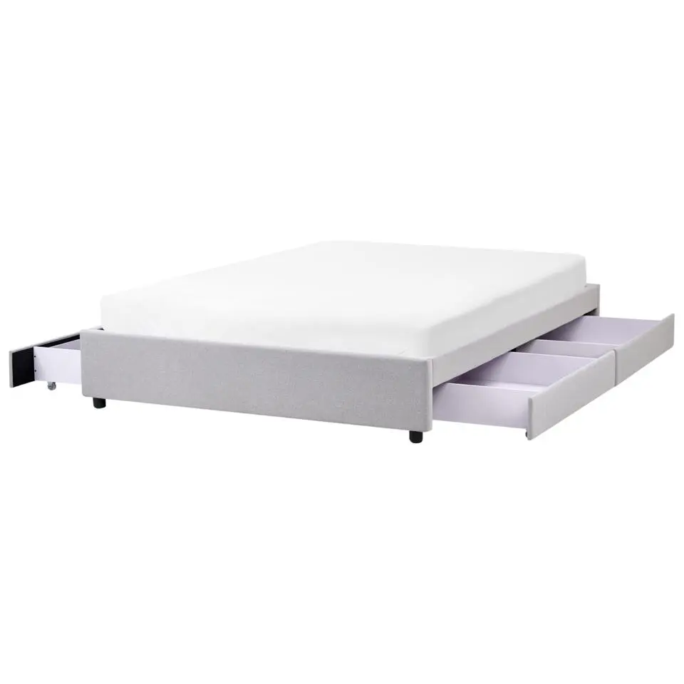 PRADES - Bed met opbergruimte - Lichtgrijs - 160 x 200 cm - Polyester