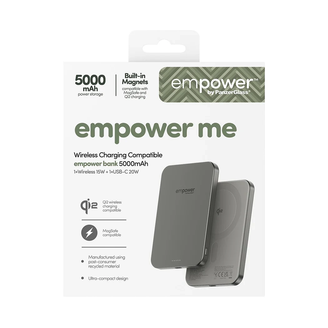 empower (20W) 5000mAh Powerbank USB C Ladegerät MagSafe Qi2 Wireless Charger PD (EM82419) - Titanium