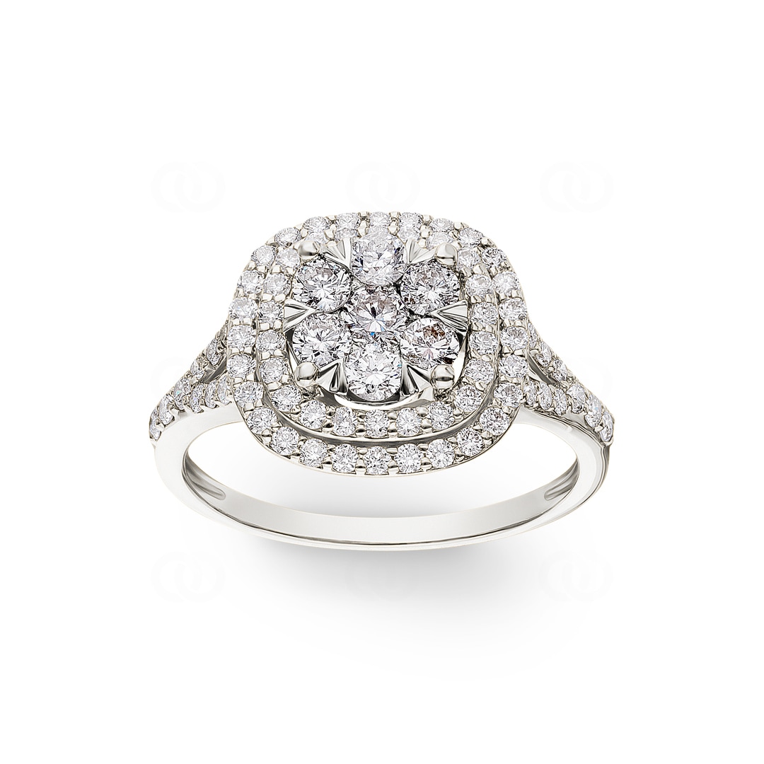 1.00 Karat Diamanten Halo Damenring 750/18 K Weissgold