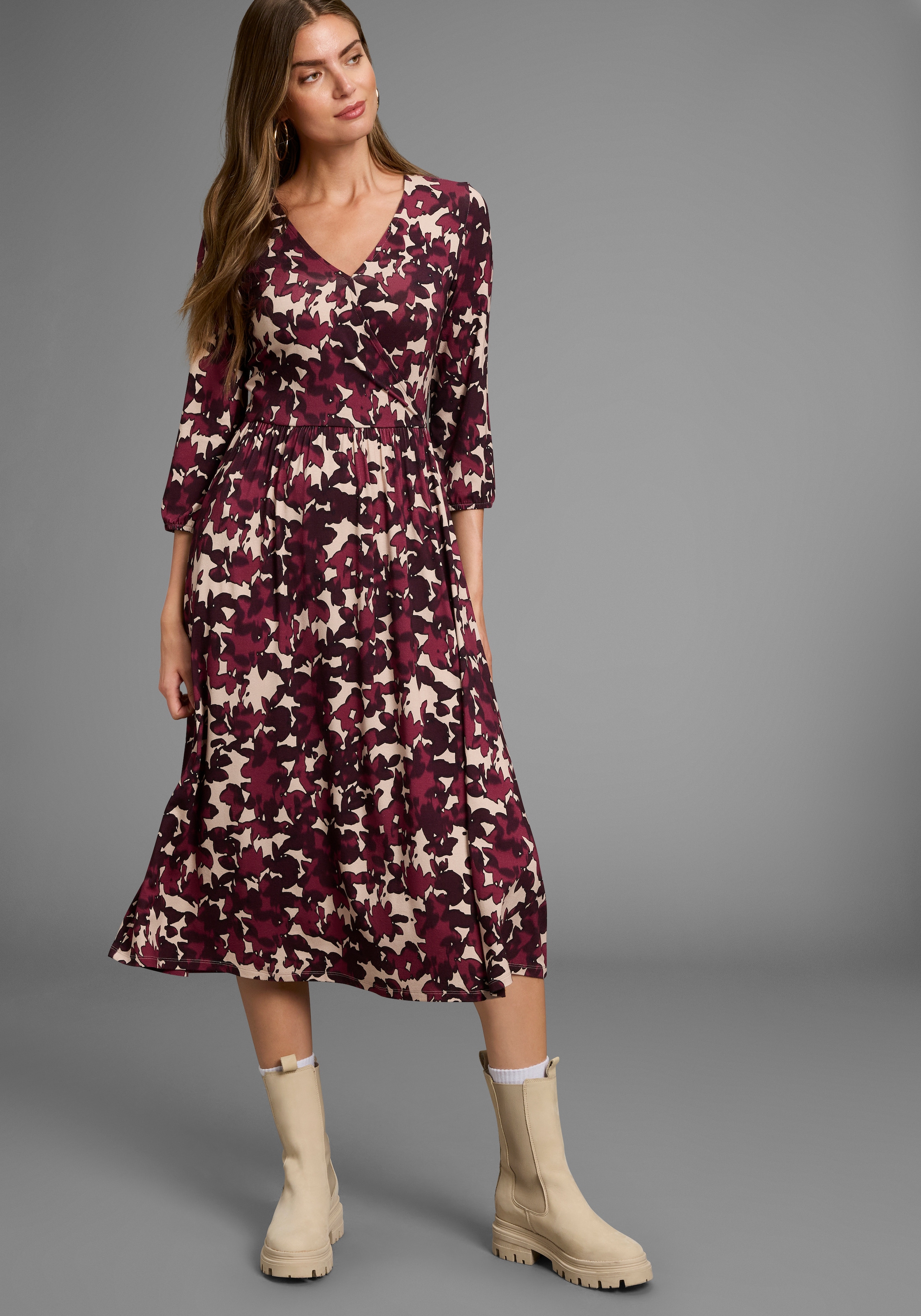 Laura Scott Midikleid elegantes Blumenmuster aus Viskose-Mischung - NEUE KOLLEKTION