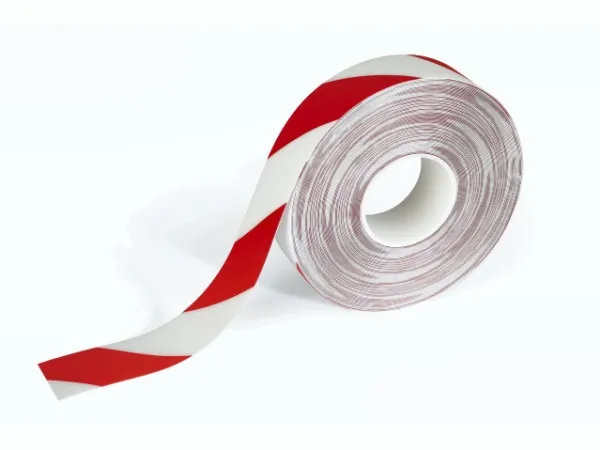 Advarselstape Duraline Strong 50mm x 30m 0,7mm rød/hvid - (30 meter pr. rulle)