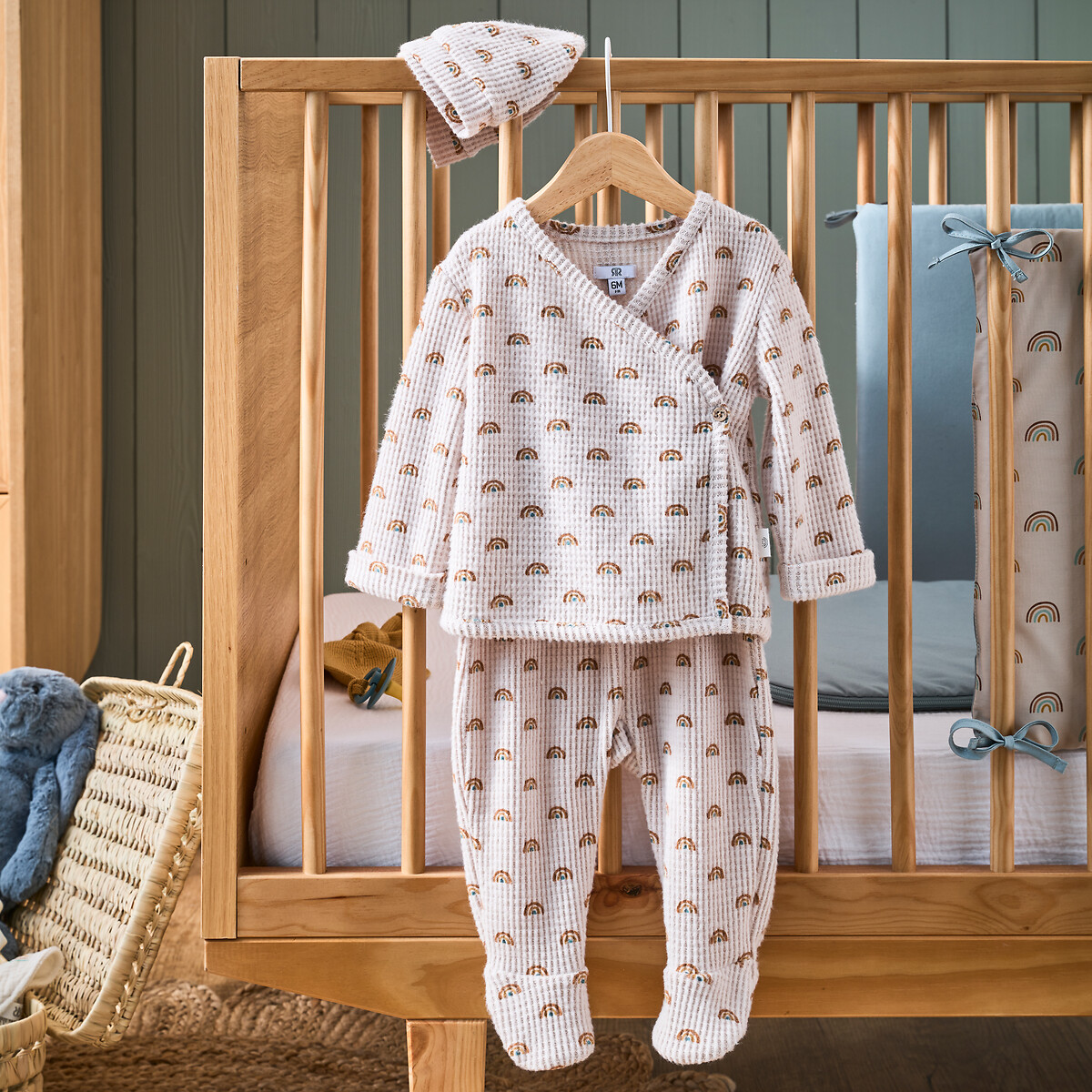 COLEÇÃO LA REDOUTE<br>Conjunto de 3 pijamas, 1 peça em veludo, arco-íris