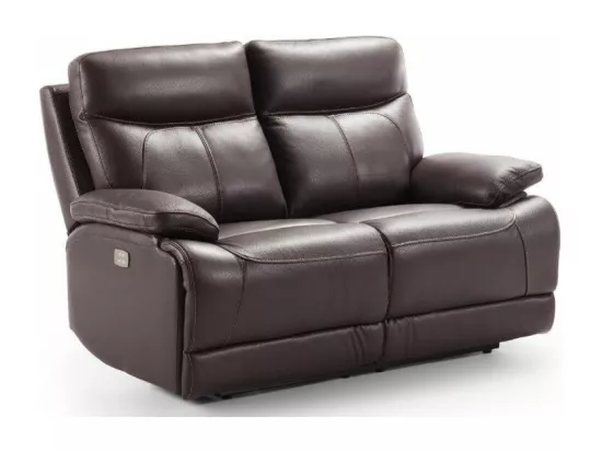 Canapé 2 places fixe cuir marron foncé Ducka 154cm