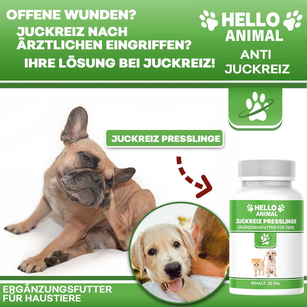 Hello Animal® | Juckreiz Presslinge | Sofortwirkung