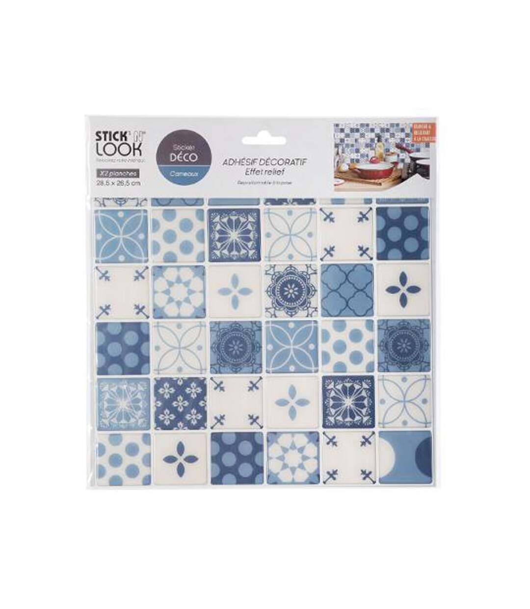 Lot de 2 Stickers Carrelage Carreaux 26x28cm Bleu