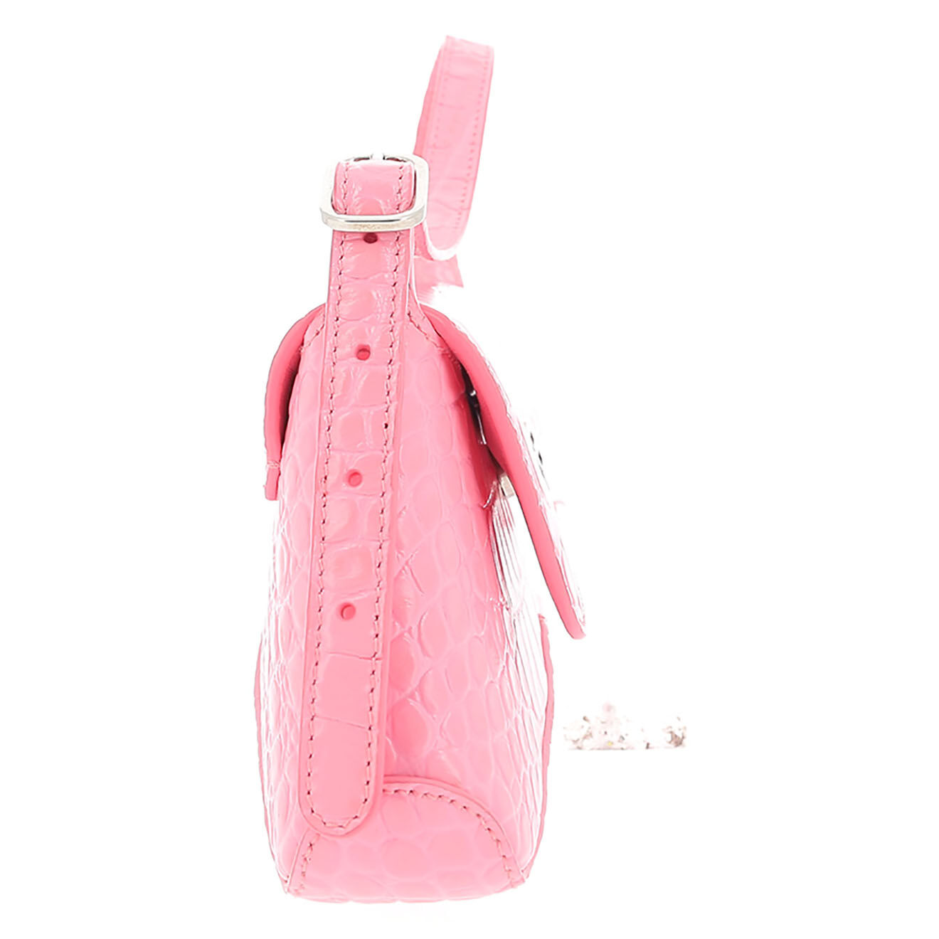 Balenciaga Sac porté épaule XX en Cuir effet croco rose - Très bon état - L.24 cm