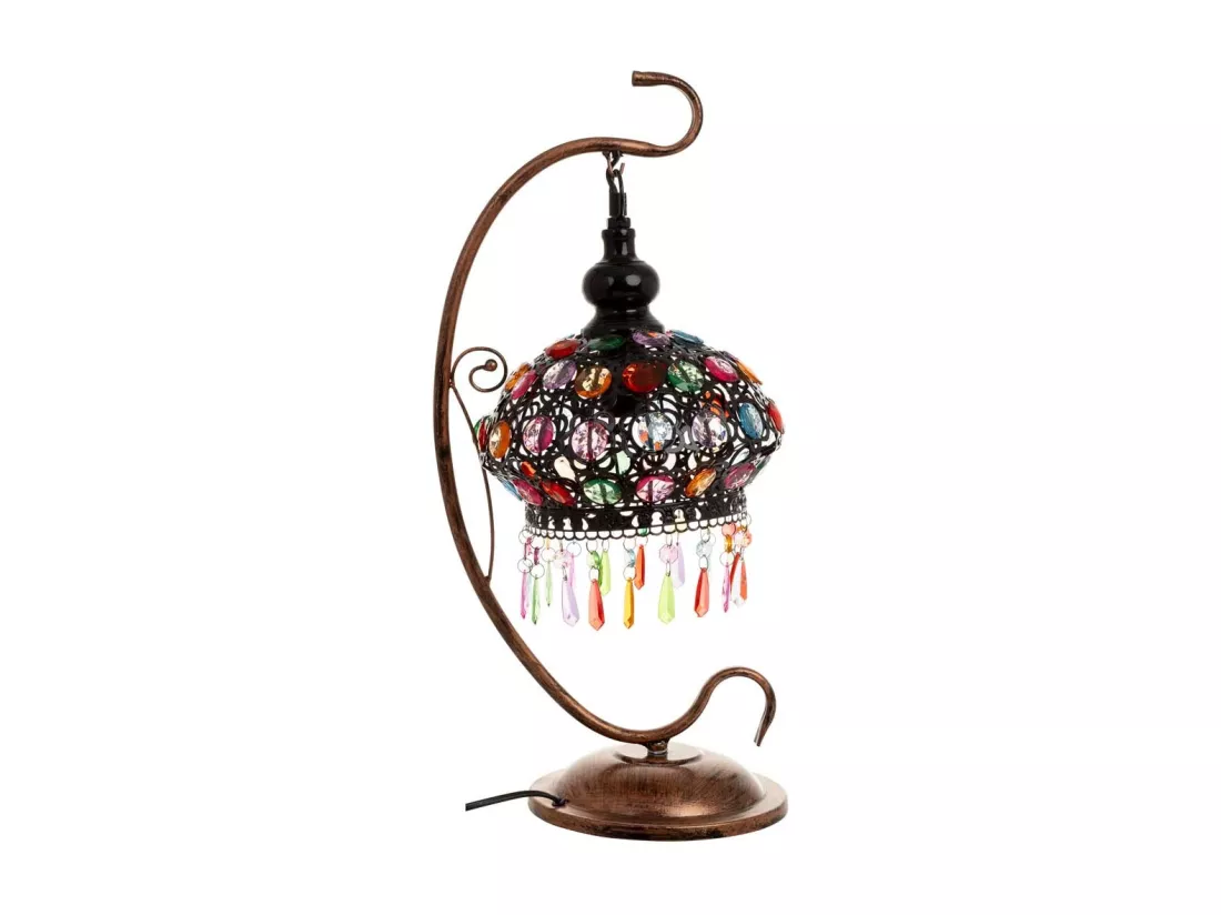 Lampe en métal avec perles en cristal acrylique colorées