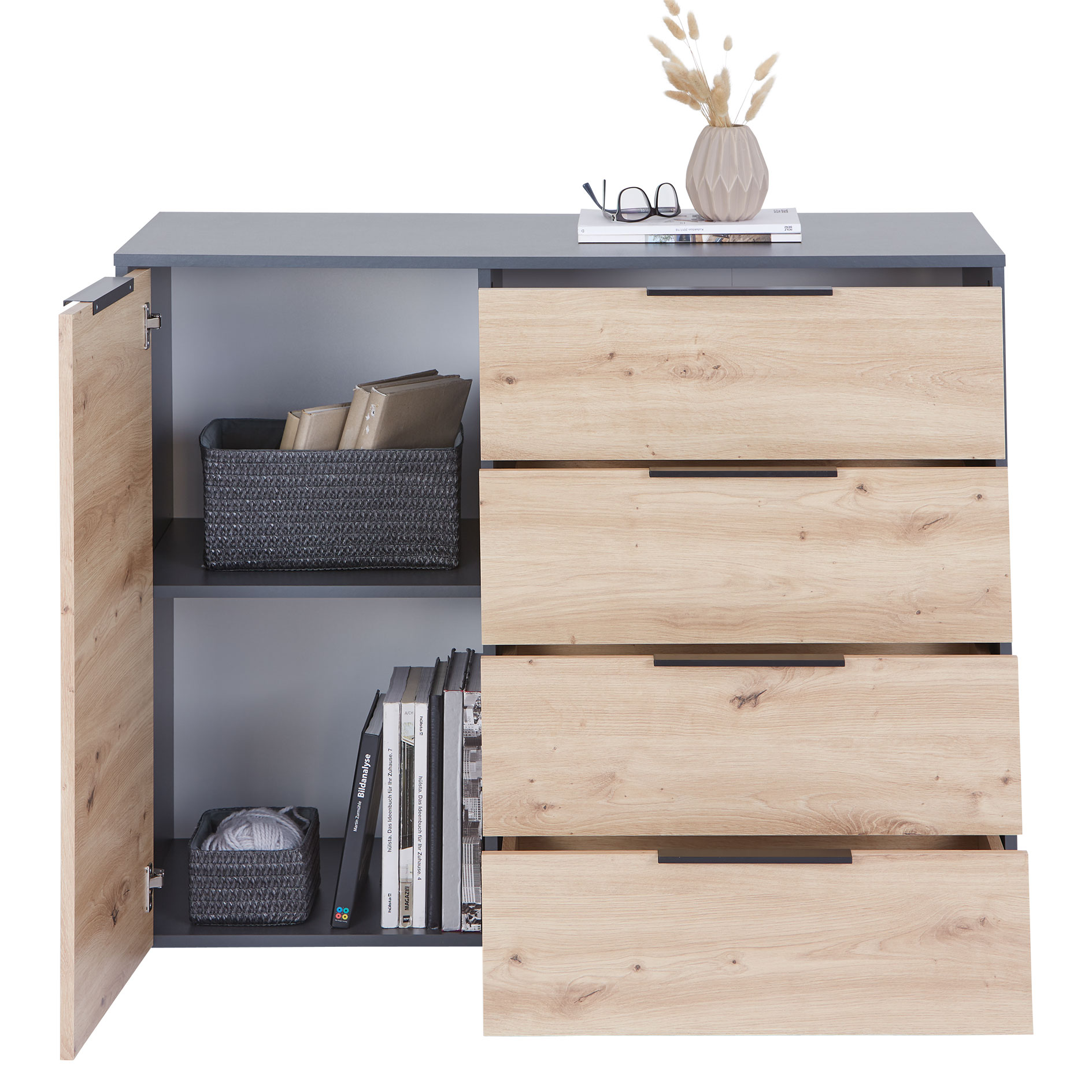 Kommode - Artisan Eiche - anthrazit - 50 cm Übertiefe - 115 cm