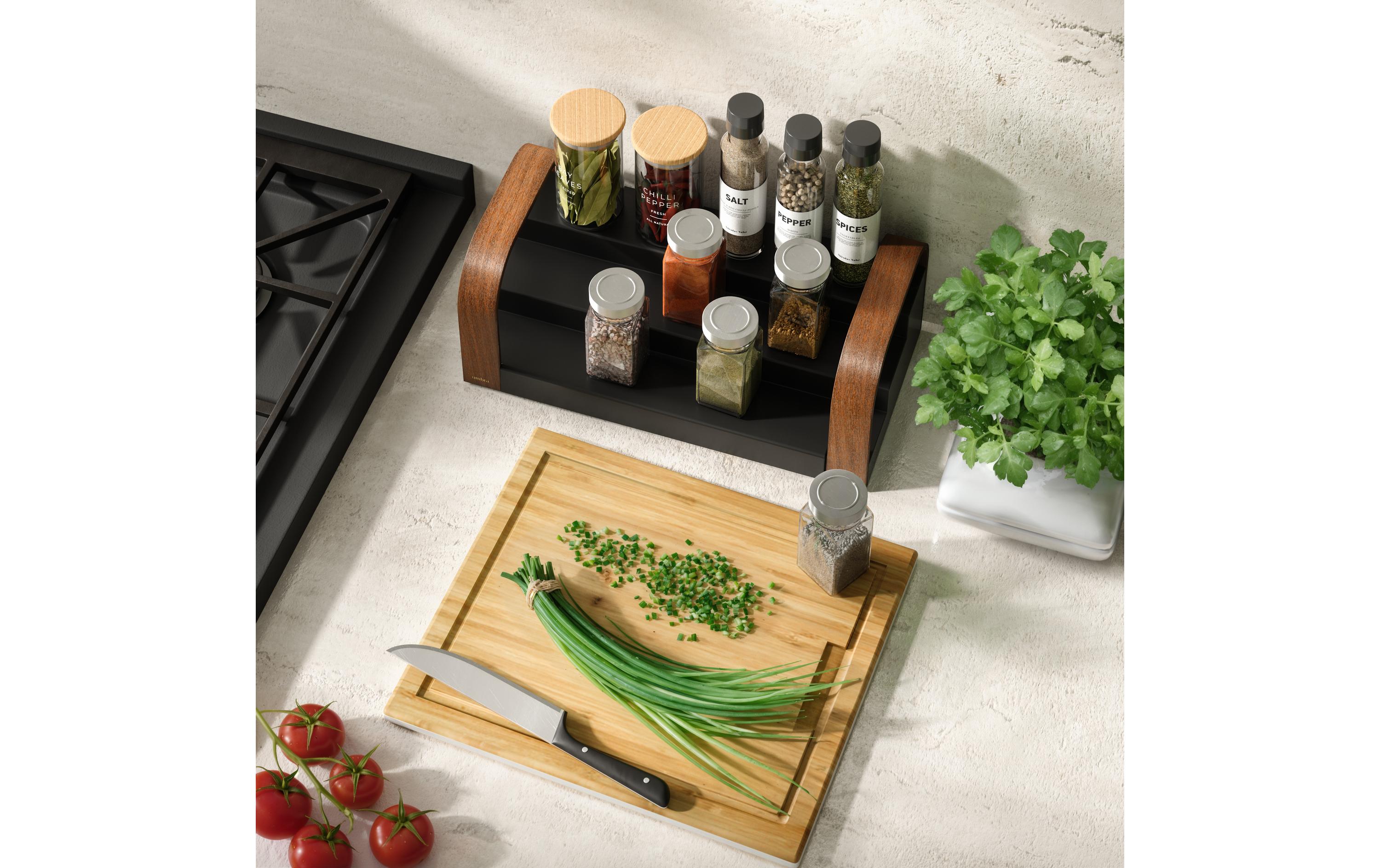 Gewürzregal Bellwood Schwarz/WalnussDreistufiger Küchen-Organizer