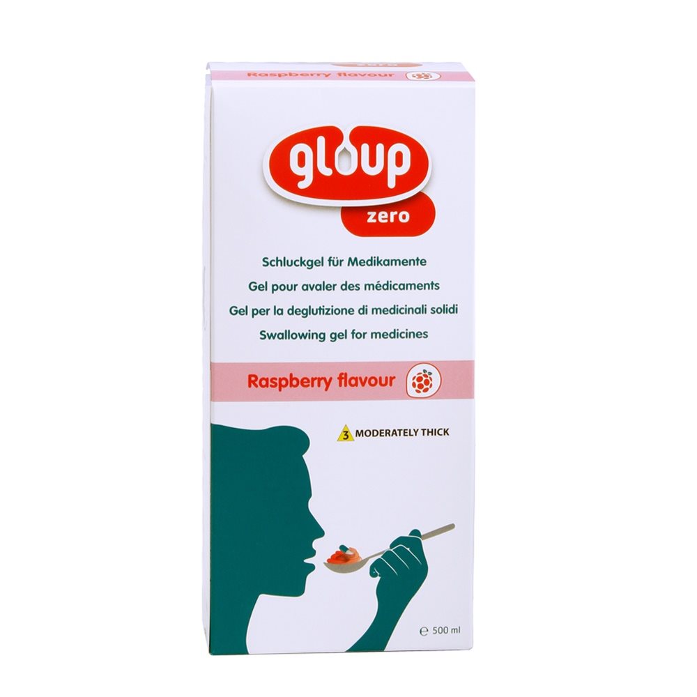 Gloup Schluck Gel für Medikamente<br>500 ml, Tube, Gel, Zero mit Himbeer-Aroma