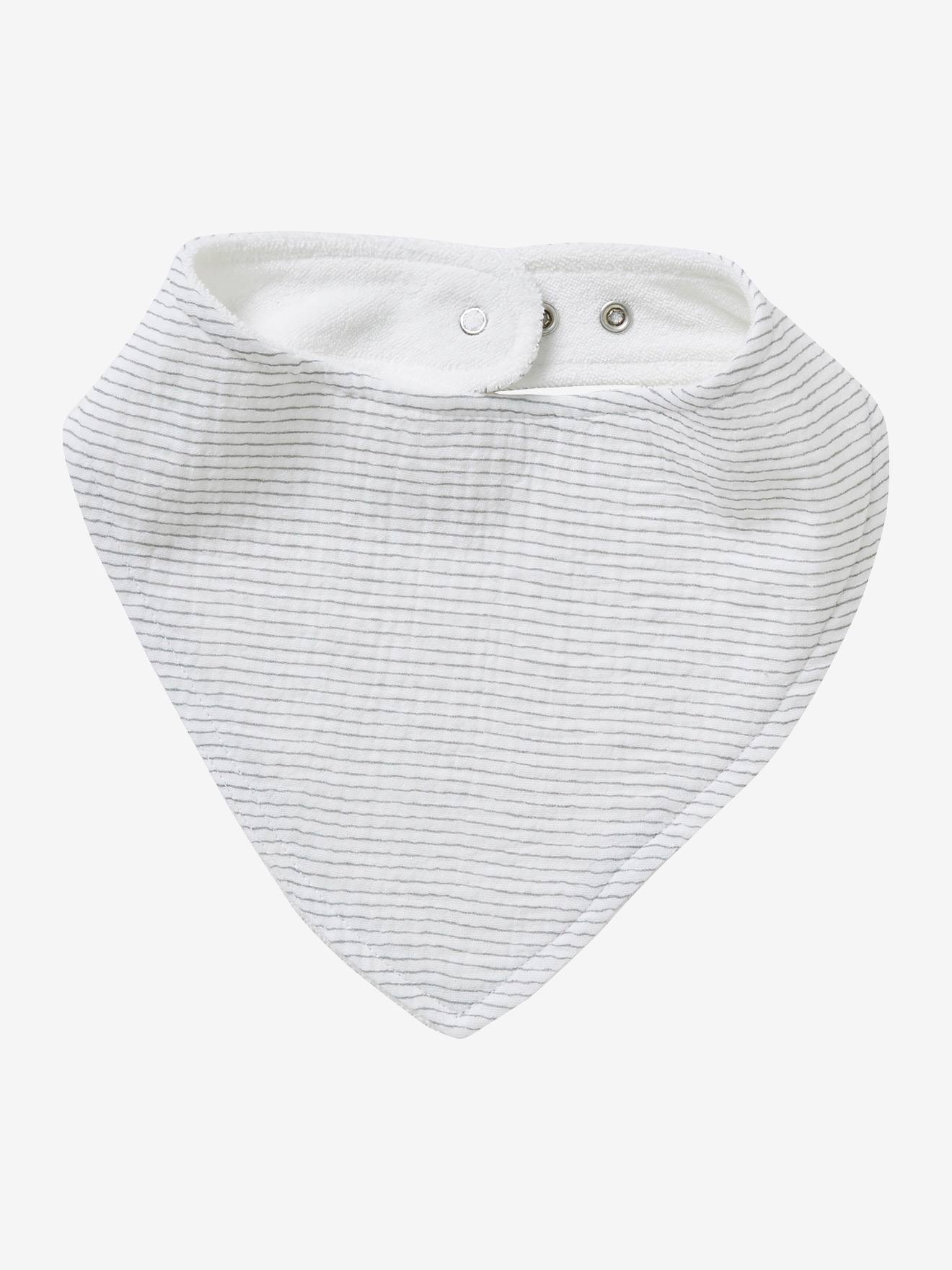 3 babadores bandana lisos em chiffon de algodão verde claro com estampas