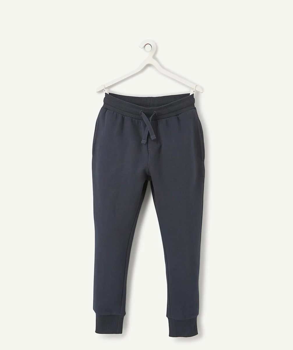 PANTALON DE JOGGING GARÇON EN MAILLE BLEU MARINE