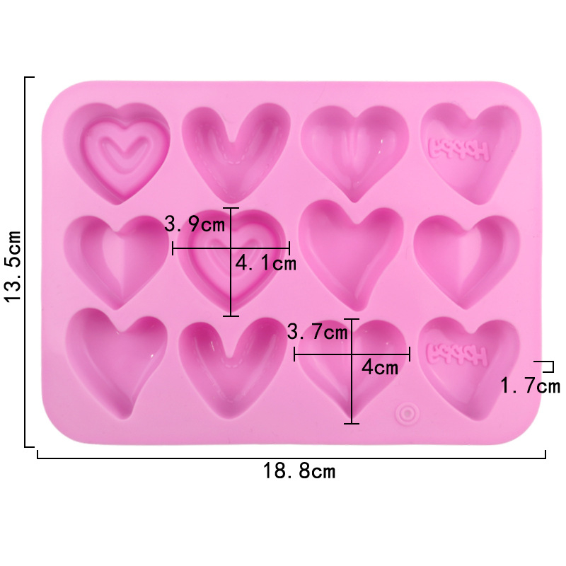 (12-fach) Silikon Universal Form DIY Tray für Eiswürfel / Süssigkeiten / Seife - Herz