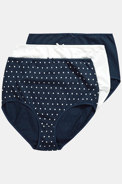 Maxislips, 3er-Pack, Punkte / einfarbig, High Waist