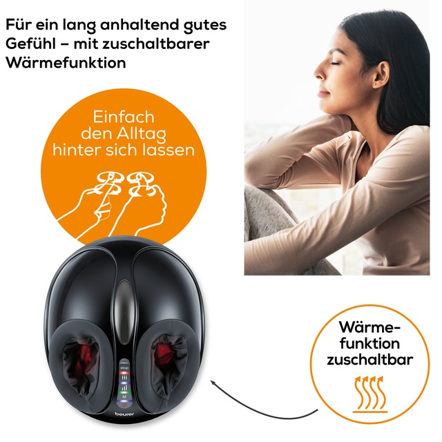 BEURER Fussmassagegerät »FM 90 mit Shiatsu- und Luftdruckmassage, durchblutungsfördernd« Mit Wärmefunktion, 3 Intensitätsstufen, durchblutungsfördernd