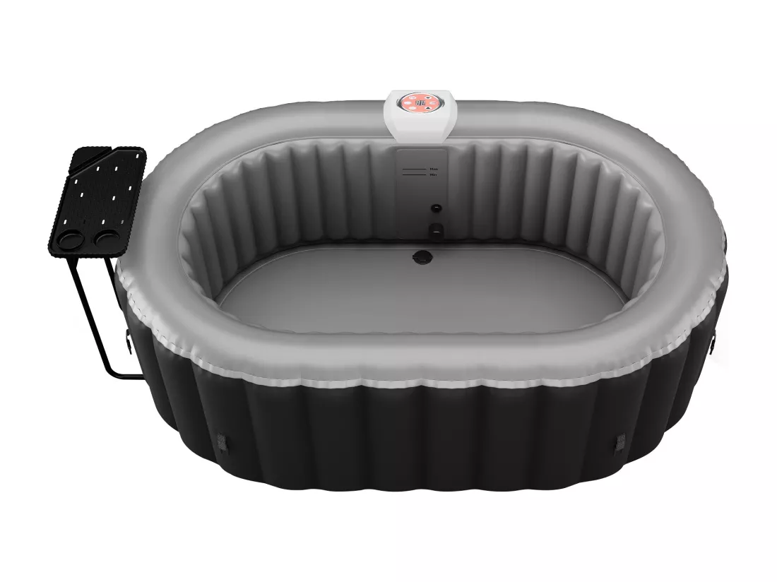 SPA gonflable ovale 2 places - L190 x P120 x H65 cm - 90 buses d'air - Noir - B-LUCKY II