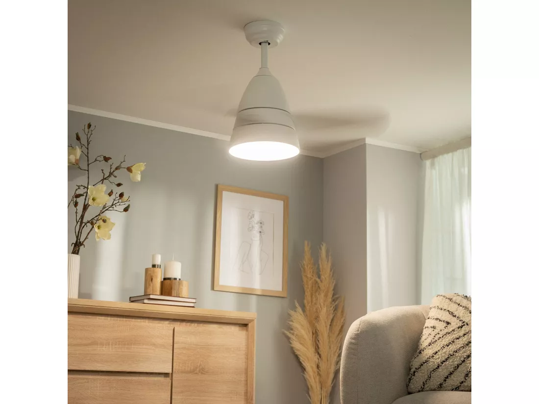 Ventilateur de Plafond Silencieux Industriel Blanc 91cm Moteur DC Avec lumière